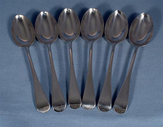 A set of six Victorian silver Old English pattern dessert spoons, Length: 7 ½” Combined Weight: 11.5oz/327grms